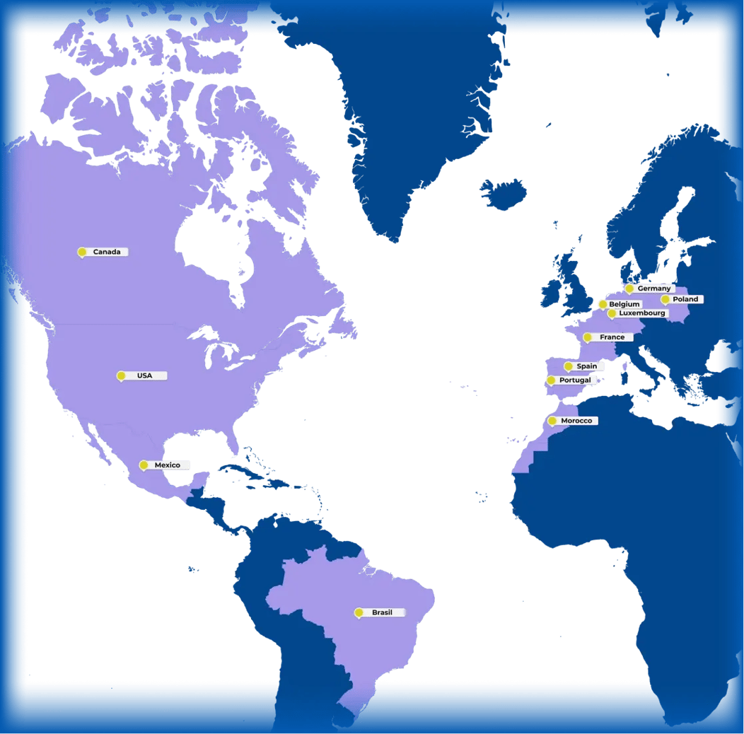 Mapa mundial con los países en los que está presente act digital